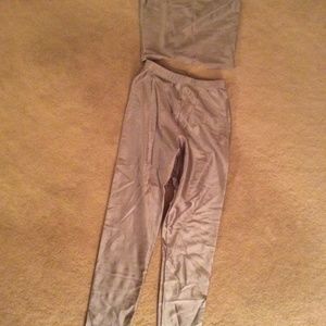 Vintage Silver Metallic Glitter Leggings Size: M and Top Size: S